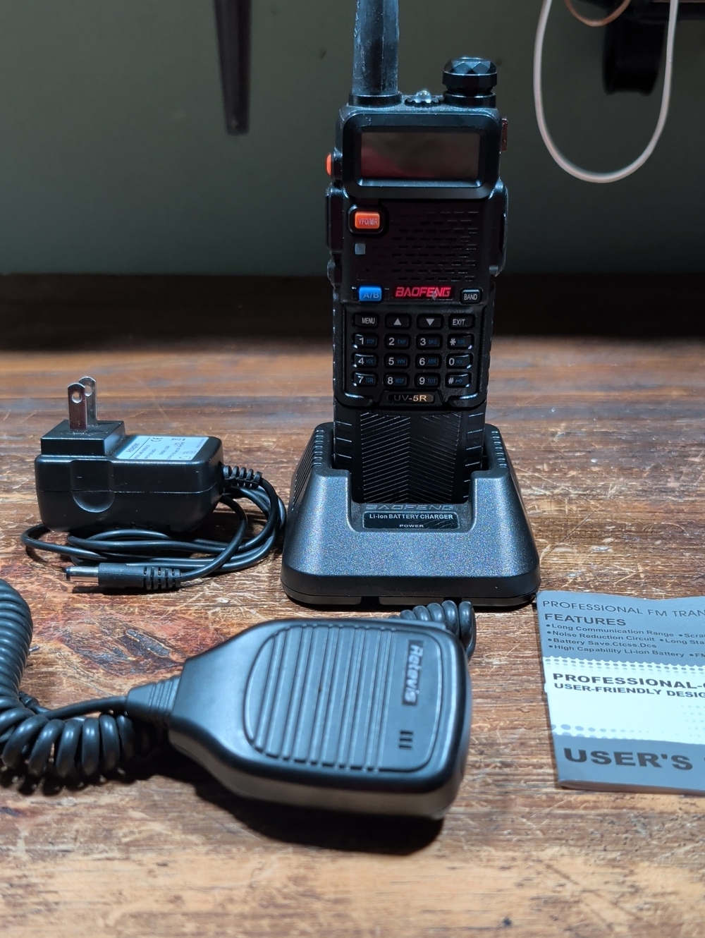 Black Two-Way Radio with Charging Dock and Hand Mic